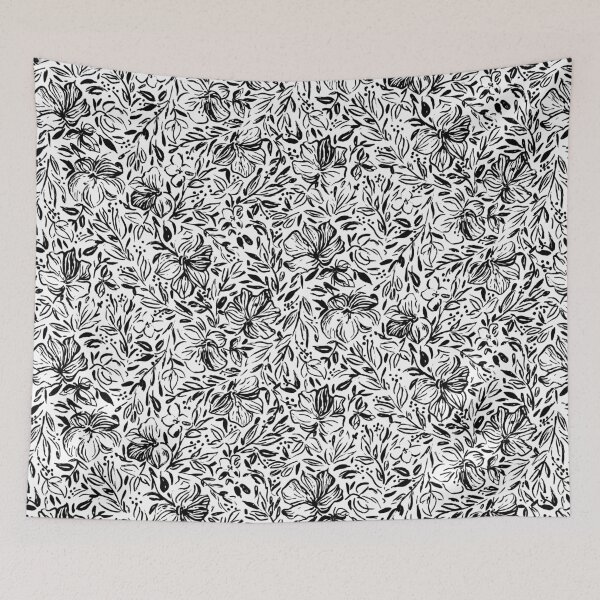Item preview, Hibiscus flowers in black ink on white background designed and sold by Lolah-Studio.