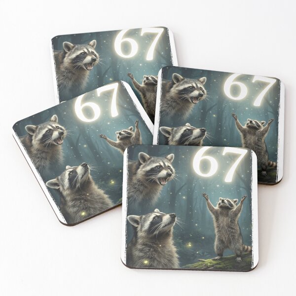 Item preview, Three Raccoon Howling At The Moon 67 Meme Parody designed and sold by NovaCraft30.