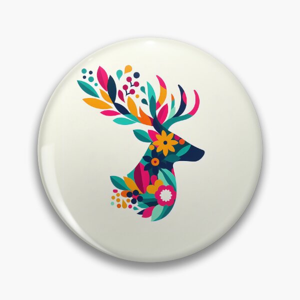 Item preview, Floral Stag Head with Colourful Antlers – Scandinavian Folk Art by heidiannemorris © designed and sold by FOLK ART FUSION by heidiannemorris.