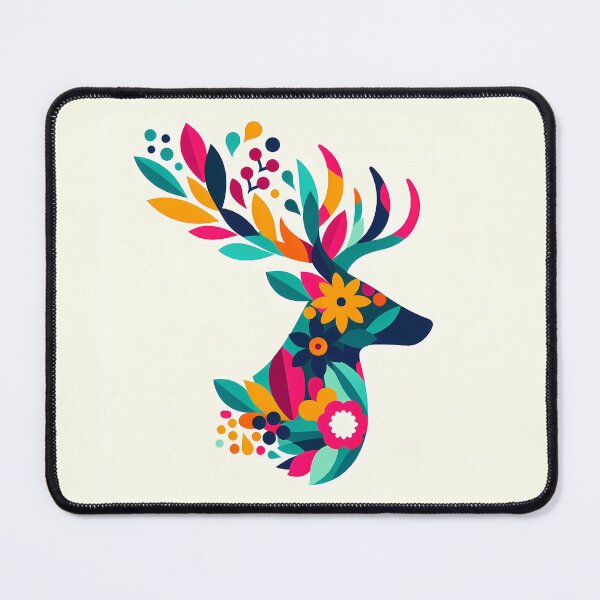 Item preview, Floral Stag Head with Colourful Antlers – Scandinavian Folk Art by heidiannemorris © designed and sold by FOLK ART FUSION by heidiannemorris.