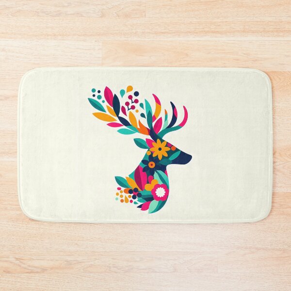 Item preview, Floral Stag Head with Colourful Antlers – Scandinavian Folk Art by heidiannemorris © designed and sold by FOLK ART FUSION by heidiannemorris.