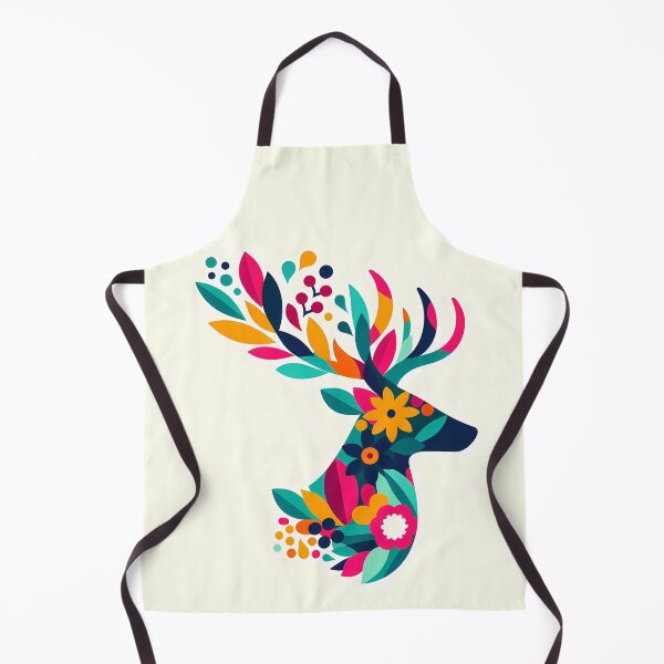 Item preview, Floral Stag Head with Colourful Antlers – Scandinavian Folk Art by heidiannemorris © designed and sold by FOLK ART FUSION by heidiannemorris.