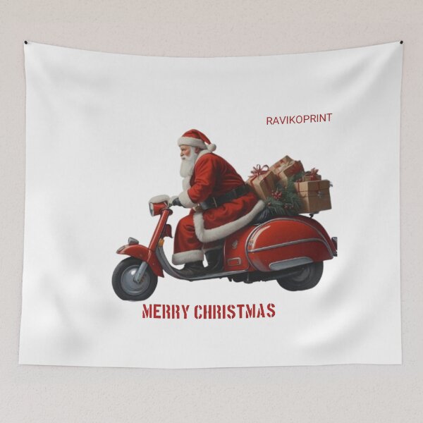 Item preview, Santa Riding a Three-Wheel Motorcycle – Funny Christmas Biker Design by RavikoPrint designed and sold by RavikoPrints.