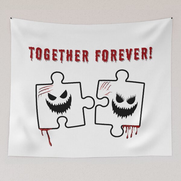 Item preview, Horror Puzzle Pieces 'TOGETHER FOREVER' | Scary Couple Gothic Design designed and sold by EchoPrint Co..