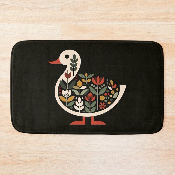 Item preview, Botanical Duck with Folk Patterns – Scandinavian Folk Art by heidiannemorris © designed and sold by FOLK ART FUSION by heidiannemorris.