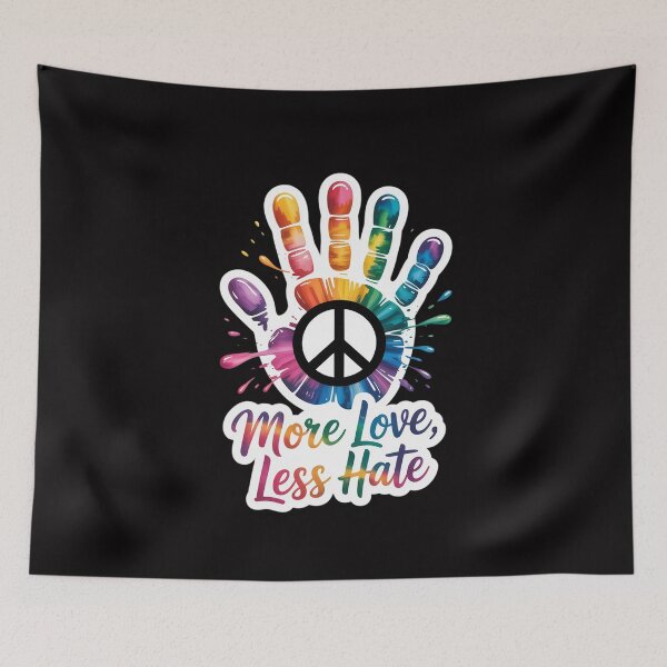 Item preview, Hand Print Hippie Peace Sign More Love Less Hate designed and sold by MuteElevent.