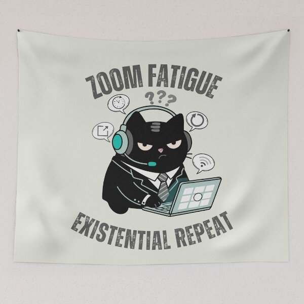Item preview, Zoom Fatigue & Existential Repeat | WFH Corporate Burnout Cat | Black Scowl designed and sold by IAPICTURE.