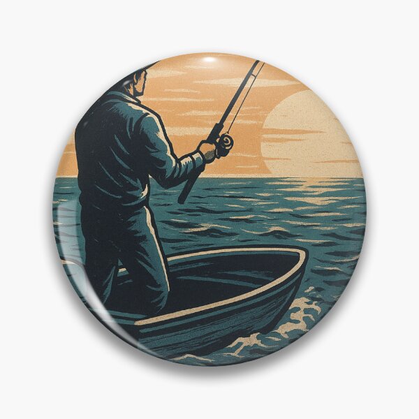 Item preview, Sea Fishing Adventure – Vintage Fisherman Sunset Illustration designed and sold by azizbenmed.