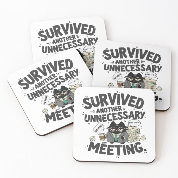 Item preview, Survived Another Unnecessary Meeting | Corporate Humor & Office Cat | Black Scowl designed and sold by IAPICTURE.