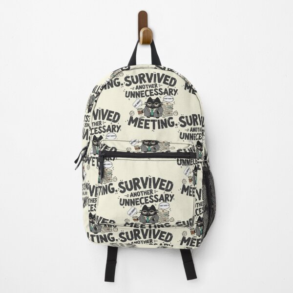 Item preview, Survived Another Unnecessary Meeting | Corporate Humor & Office Cat | Black Scowl designed and sold by IAPICTURE.