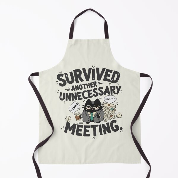 Item preview, Survived Another Unnecessary Meeting | Corporate Humor & Office Cat | Black Scowl designed and sold by IAPICTURE.