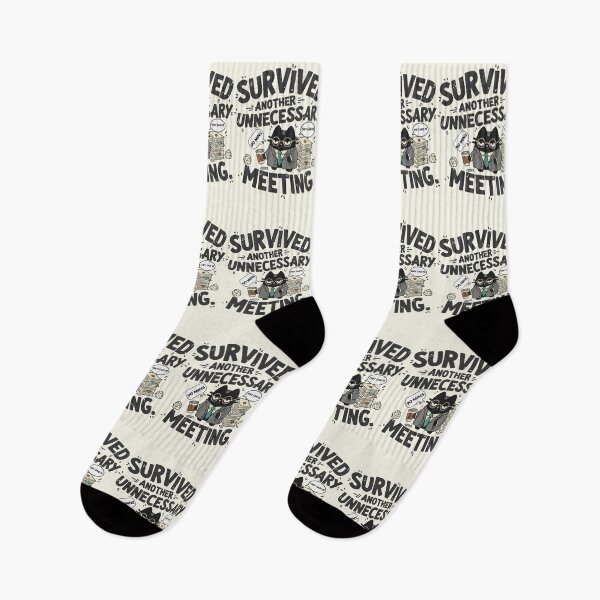 Item preview, Survived Another Unnecessary Meeting | Corporate Humor & Office Cat | Black Scowl designed and sold by IAPICTURE.