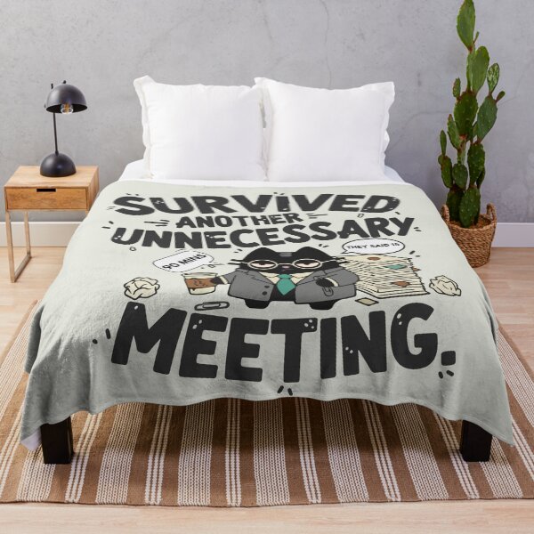 Item preview, Survived Another Unnecessary Meeting | Corporate Humor & Office Cat | Black Scowl designed and sold by IAPICTURE.