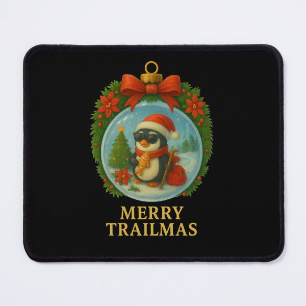 Item preview, “Merry Trailmas – Funny Christmas Penguin Design for Hikers & Outdoor Lovers” designed and sold by Animal Puns.