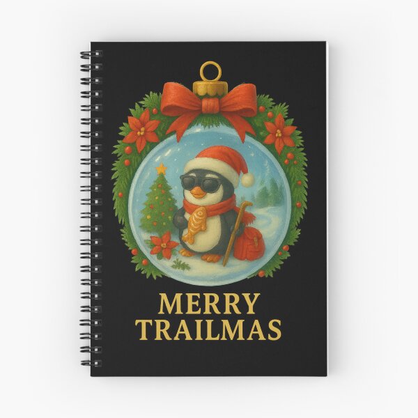 Item preview, “Merry Trailmas – Funny Christmas Penguin Design for Hikers & Outdoor Lovers” designed and sold by Animal Puns.