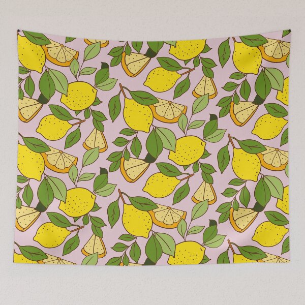 Item preview, Bright Yellow Hand-Drawn Lemon Citrus Pattern designed and sold by Olive Lane Creative.