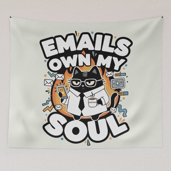 Item preview, Emails Own My Soul | Corporate Burnout & Office Chaos | Black Scowl designed and sold by IAPICTURE.