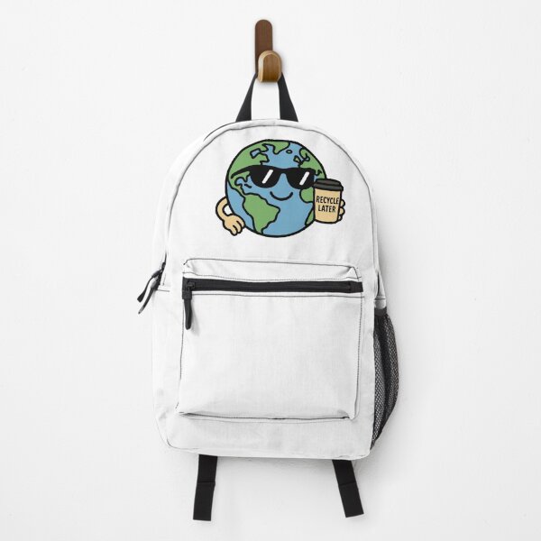 Item preview, Cool Cartoon Earth with Sunglasses Holding “Recycle Later” Cup – Funny Eco Awareness & Sustainability Design designed and sold by BrainBubbleArt.