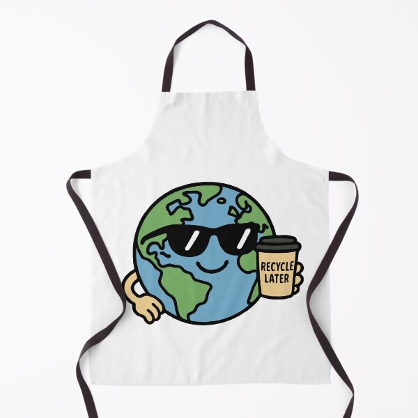 Item preview, Cool Cartoon Earth with Sunglasses Holding “Recycle Later” Cup – Funny Eco Awareness & Sustainability Design designed and sold by BrainBubbleArt.