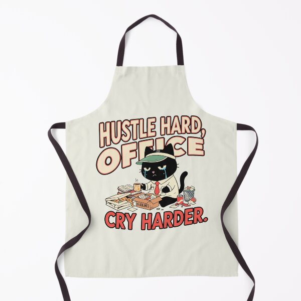 Item preview, Hustle Hard Office Cry Harder | Toxic Productivity & Burnout Cat | Black Scowl designed and sold by IAPICTURE.