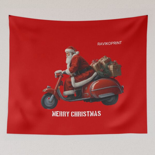 Item preview, Santa Riding a Three-Wheel Motorcycle – Funny Christmas Biker Design by RavikoPrint designed and sold by RavikoPrints.