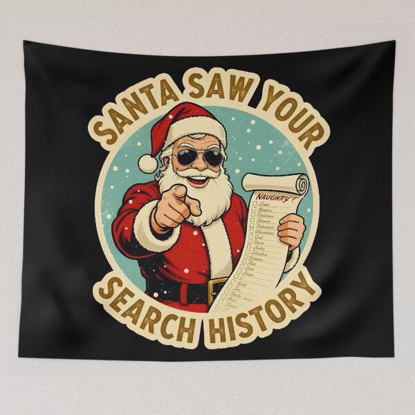 Item preview, funny holiday Santa Saw Your Search History designed and sold by Uglyandcute.
