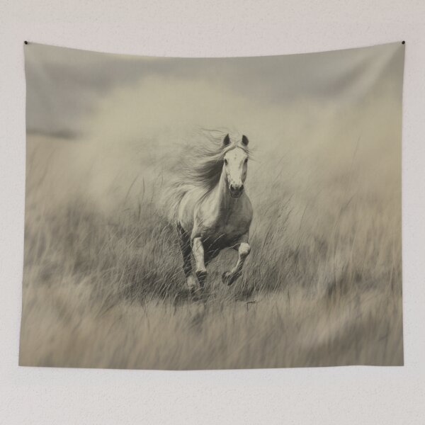 Item preview, A spirited Palomino horse galloping through a field of tall grass Horses in Motion designed and sold by CDC40.