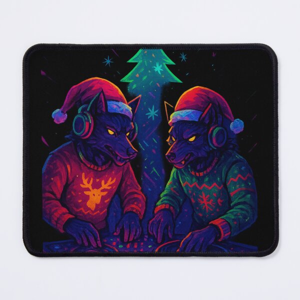 Item preview, Christmas DJ Wolves – Forest Electronic Rave designed and sold by BlackDot Studio.