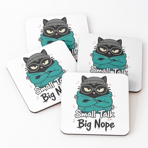 Item preview, Small Talk Big Nope | Anti Social Introvert Cat | Black Scowl designed and sold by IAPICTURE.