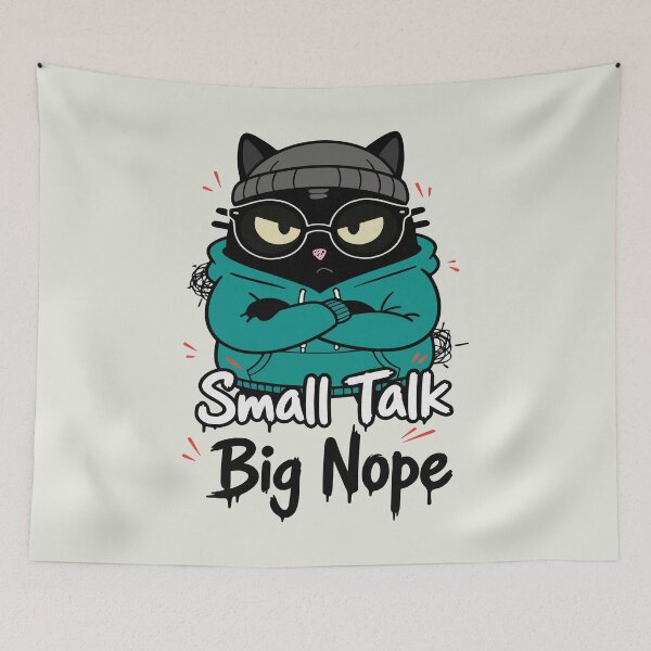 Item preview, Small Talk Big Nope | Anti Social Introvert Cat | Black Scowl designed and sold by IAPICTURE.