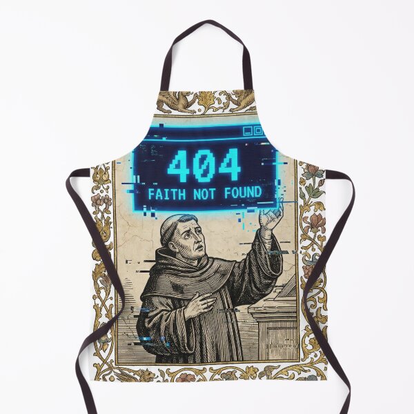 Item preview, 404 Faith Not Found - Future Medieval Glitch Art Monk designed and sold by SavinMercantile.