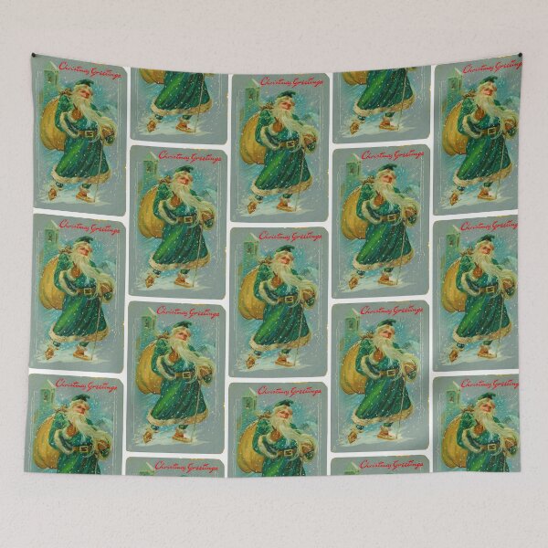 Item preview, Vintage Green Robe Santa Claus Christmas Greetings designed and sold by TeeARTHY.