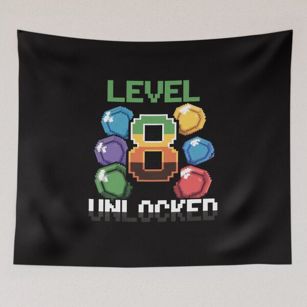 Item preview, Birthday Boy Level 8 Unlocked 8th Birthday Game Pixel designed and sold by margaridroso.