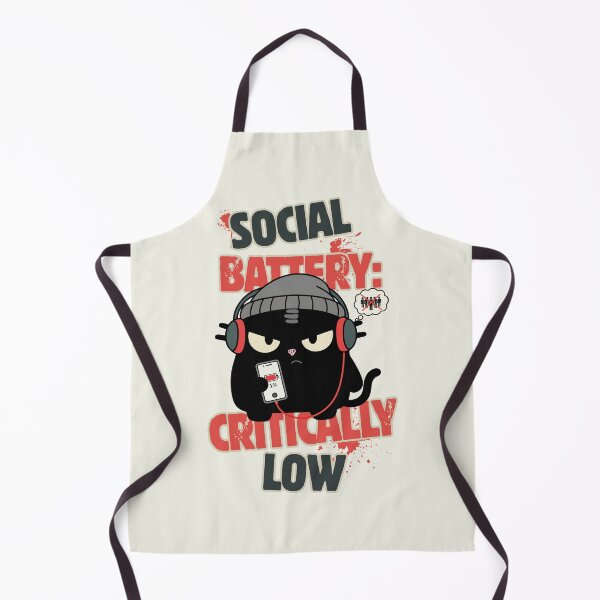 Item preview, Social Battery Critically Low | Introvert Gamer Cat | Black Scowl designed and sold by IAPICTURE.