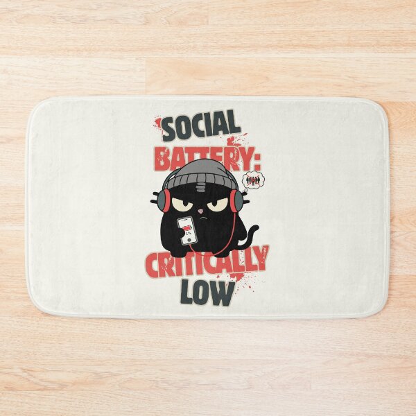 Item preview, Social Battery Critically Low | Introvert Gamer Cat | Black Scowl designed and sold by IAPICTURE.