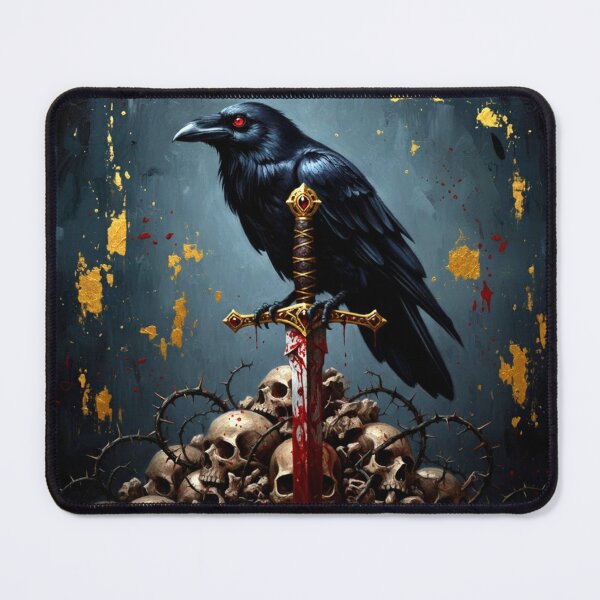 Item preview, Dark Gothic Raven Sword Skull Stack - Mortality Prophecy Art designed and sold by Art's Diner.