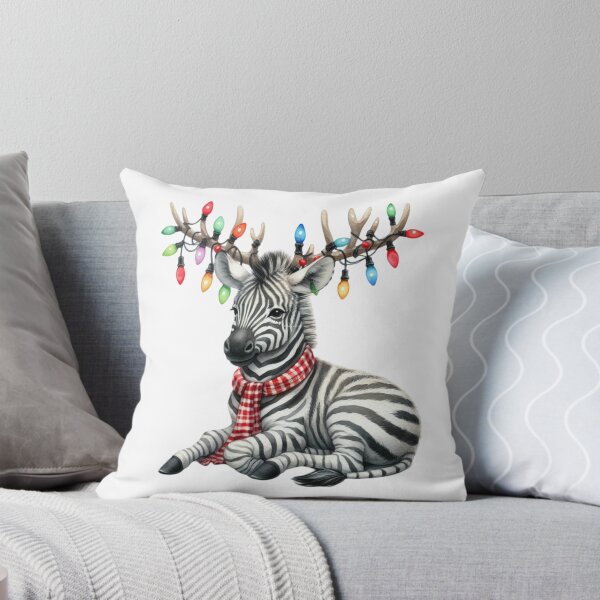 Item preview, Festive Zebra with Colorful Christmas Lights Antlers designed and sold by lojadpop.