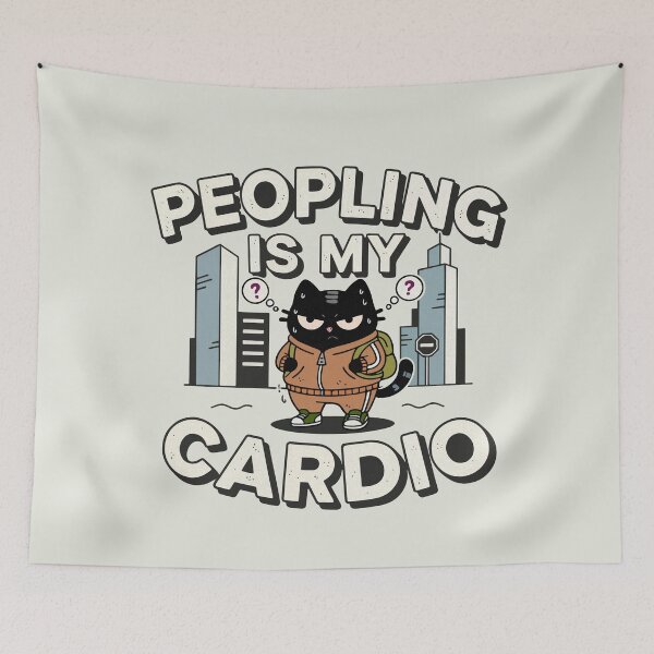 Item preview, Peopling Is My Cardio | Introvert Workout Humor | Black Scowl designed and sold by IAPICTURE.