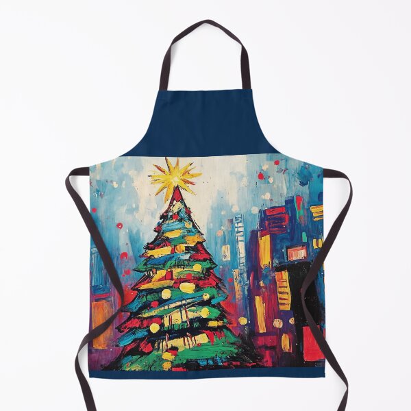 Item preview, A Vibrant Urban Christmas Tree Amidst City Buildings in Bright Festive Colors designed and sold by OlfactoART Studio.
