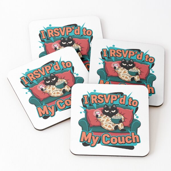 Item preview, I RSVP'd To My Couch | Homebody Introvert Cat | Black Scowl designed and sold by IAPICTURE.