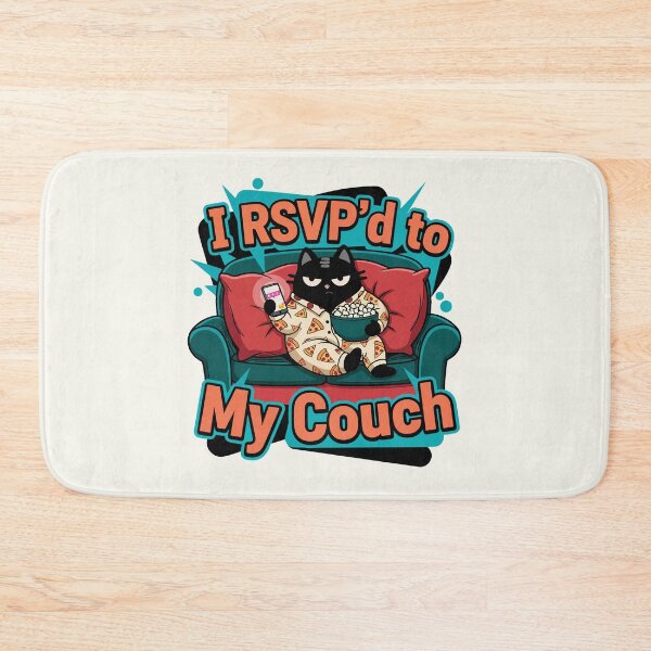Item preview, I RSVP'd To My Couch | Homebody Introvert Cat | Black Scowl designed and sold by IAPICTURE.
