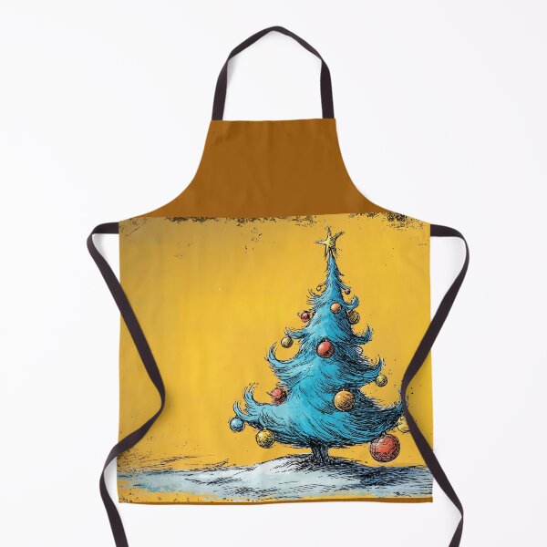 Item preview, A Vibrant Blue Christmas Tree Adorned with Colorful Ornaments Against a Yellow Winter Background designed and sold by OlfactoART Studio.