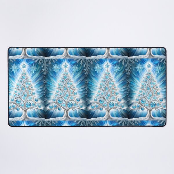 Item preview, SEASONS GREETING CHRISTMAS TREE Blue Sapphire Stained Glass Bejeweled Art Print on Demand ~Winter Wonderland Party Decoration~Birthday Gift~Favor designed and sold by Spinning Plates 360.
