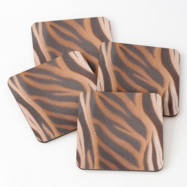Item preview, Zebra Leather Stripes in Brown Animal Skin Pattern designed and sold by SassyArtistry.