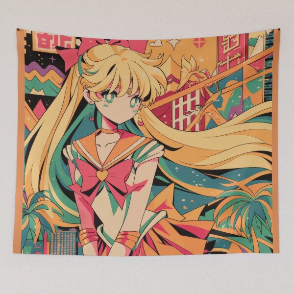 Artikelvorschau, Sailor Venus Vaporwave City Nights entworfen und verkauft von AnimeArsenalPrints.