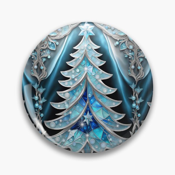 Artikelvorschau, WEIHNACHTSGRUSS WEIHNACHTSBAUM Blauer Saphir Buntglas-Kunstdruck mit Juwelen auf Bestellung ~Winterwunderland-Partydekoration ~Geburtstagsgeschenk ~Gastgeschenk entworfen und verkauft von Spinning Plates 360.