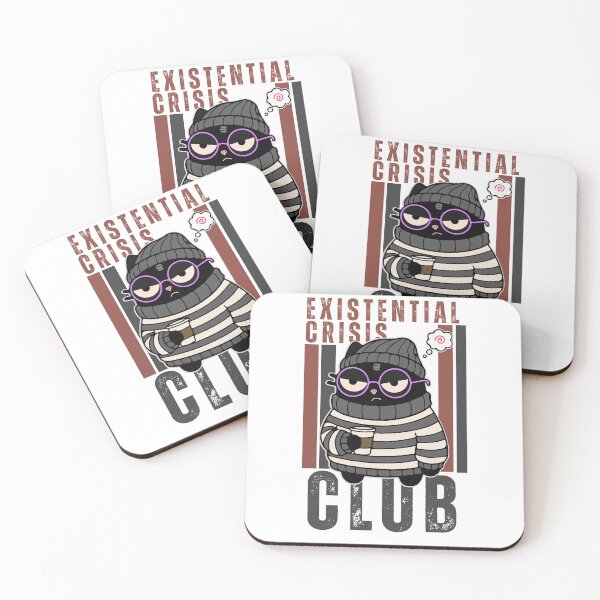 Item preview, Existential Crisis Club | Hipster Coffee Cat | Black Scowl designed and sold by IAPICTURE.
