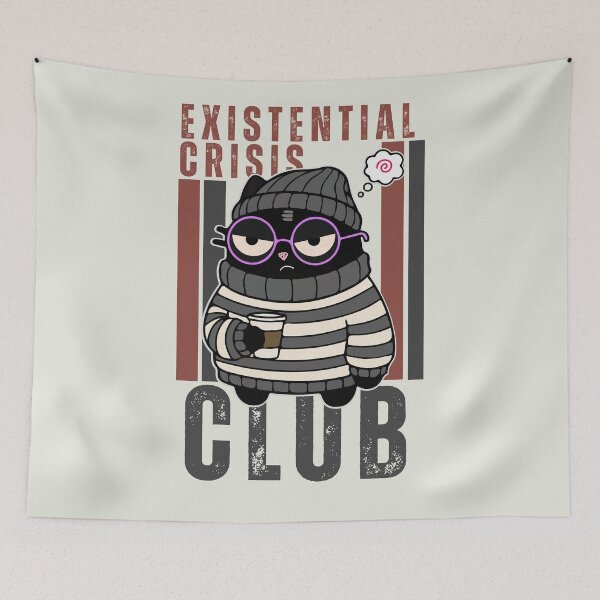 Item preview, Existential Crisis Club | Hipster Coffee Cat | Black Scowl designed and sold by IAPICTURE.