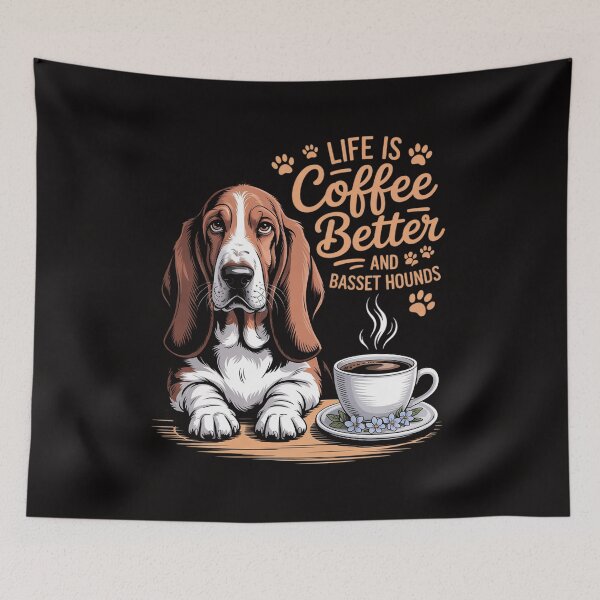 Item preview, Basset Hound Dog Breed Life is Better with Coffee and a designed and sold by BotboutiquePre.