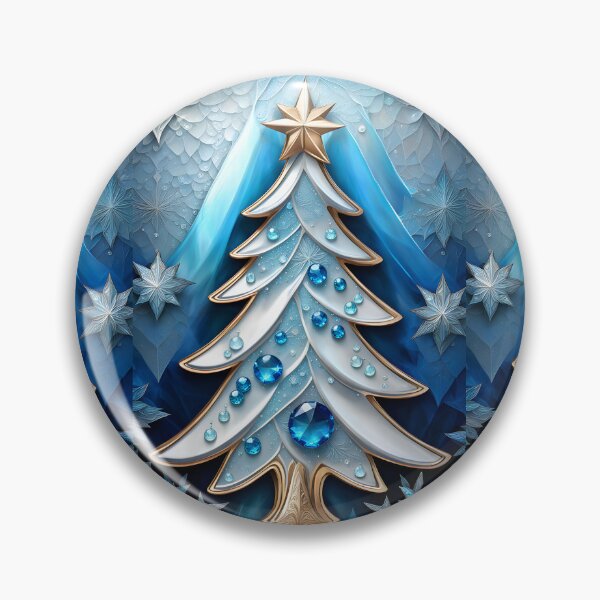 Item preview, SEASONS GREETING CHRISTMAS TREE Blue Sapphire Stained Glass Bejeweled Art Print on Demand ~Winter Wonderland Party Decoration~Birthday Gift~Favor designed and sold by Spinning Plates 360.